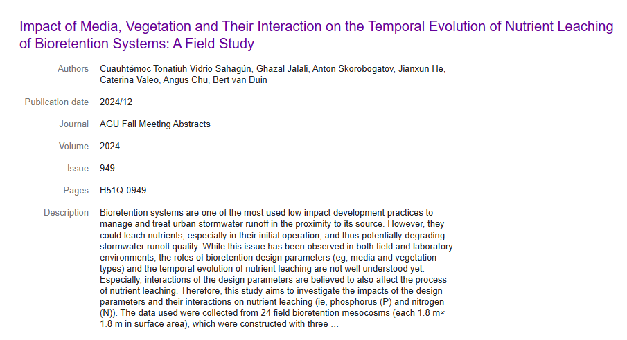 Bioretention Nutrient Leaching Study